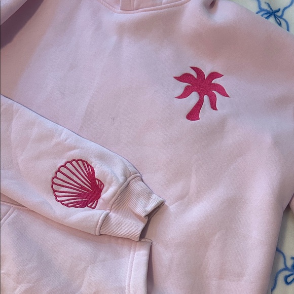 Pink Hoodie, pink palm puff brand. cozy warm beach hoodie. - Picture 8 of 8